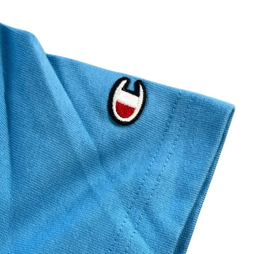 Champion T-shirt Men Small Blue Colorblock Asymmetric Hem Heritage Shift Pocket - Picture 3 of 8